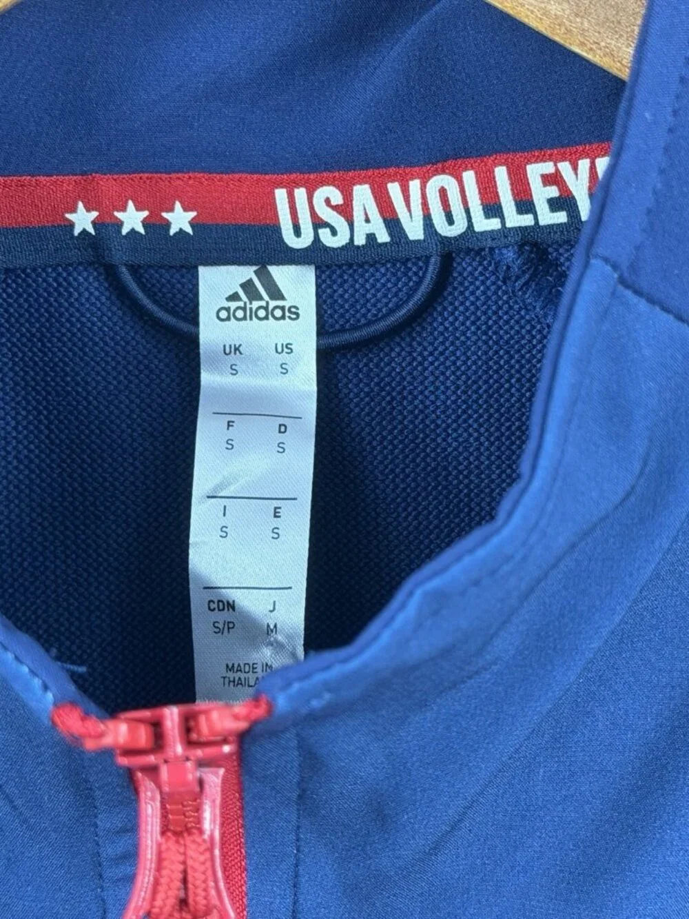 ADIDAS USA Volleyball Men's Blue Stars Stripe Full Zip Track Jacket Small
